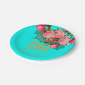 80e verjaardag Achtste Blauw Roos Goud Elegant Papieren Bordje (Gekanteld)