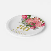 80e verjaardag Achtste Roos Elegant Papieren Bordje (Gekanteld)