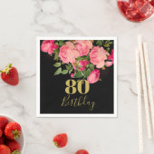 80e verjaardag Achtste zwarte goudlegant Servet (Insitu)