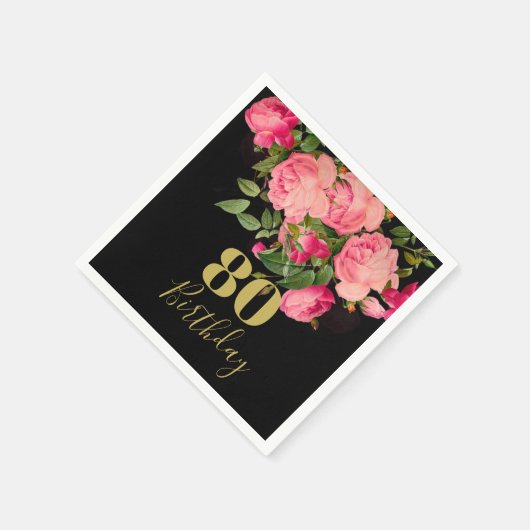 80e verjaardag Achtste zwarte goudlegant Servet (Hoek)