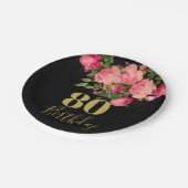 80e verjaardag Achtste zwarte goudRoos Elegant Papieren Bordje (Gekanteld)