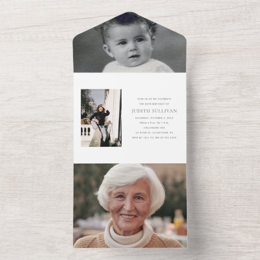 80e verjaardag all in one uitnodiging (Binnen)