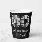80e verjaardag — Art Deco Geïnspireerde look "80"  Papieren Bekers (Voorkant)