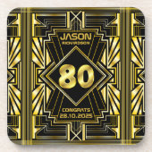 80e verjaardag Art Deco Gold Black Grote Gatsby Bier Onderzetter (Voorkant)