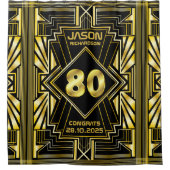 80e verjaardag Art Deco Gold Black Grote Gatsby Douchegordijn (Voorkant)