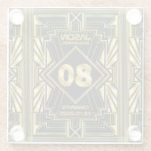 80e verjaardag Art Deco Gold Black Grote Gatsby Glazen Onderzetter (Achterkant)