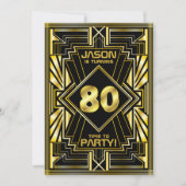 80e verjaardag Art Deco Gold Black Grote Gatsby Kaart (Voorkant)