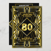 80e verjaardag Art Deco Gold Black Grote Gatsby Kaart (Voorkant / Achterkant)