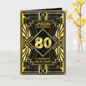 80e verjaardag Art Deco Gold Black Grote Gatsby Kaart (Gele Bloem)