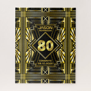 80e verjaardag Art Deco Gold Black Grote Gatsby Legpuzzel