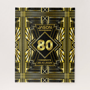 80e verjaardag Art Deco Gold Black Grote Gatsby Legpuzzel