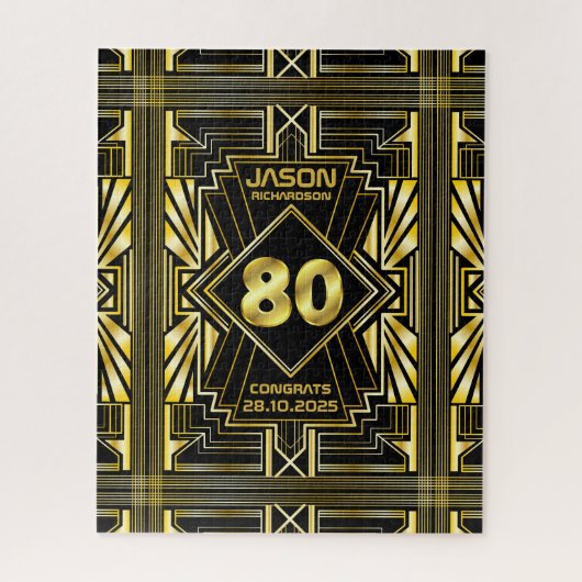 80e verjaardag Art Deco Gold Black Grote Gatsby Legpuzzel (Verticaal)