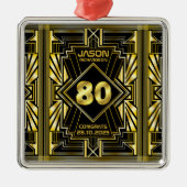 80e verjaardag Art Deco Gold Black Grote Gatsby Metalen Ornament (Voorkant)