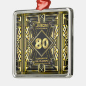 80e verjaardag Art Deco Gold Black Grote Gatsby Metalen Ornament (Links)