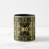 80e verjaardag Art Deco Gold Black Grote Gatsby Mok (Midden)