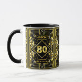 80e verjaardag Art Deco Gold Black Grote Gatsby Mok (Links)