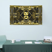80e verjaardag Art Deco Gold Black Grote Gatsby Spandoek (Beurs)