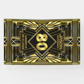 80e verjaardag Art Deco Gold Black Grote Gatsby Spandoek (Horizontaal)