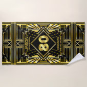 80e verjaardag Art Deco Gold Black Grote Gatsby Strandlaken (Voorkant)