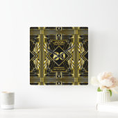 80e verjaardag Art Deco Gold Black Grote Gatsby Vierkante Klok (Huis)