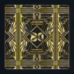 80e verjaardag Art Deco Gold Black Grote Gatsby Vierkante Klok<br><div class="desc">Viel je mijlpaal in stijl om met dit unieke Art Deco-stijl,  geweldig Gatsby-geïnspireerd design met geometrische vormen in helder goud boven zwarte achtergrond. Een elegant,  klastisch,  seksneutraal uiterlijk perfect voor het herdenken van die speciale verjaardag met de jazz-gefundeerde smaak van de Roaring Twenties.</div>