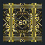80e verjaardag Art Deco Gold Black Grote Gatsby Vierkante Klok<br><div class="desc">Viel je mijlpaal in stijl om met dit unieke Art Deco-stijl,  geweldig Gatsby-geïnspireerd design met geometrische vormen in helder goud boven zwarte achtergrond. Een elegant,  klastisch,  seksneutraal uiterlijk perfect voor het herdenken van die speciale verjaardag met de jazz-gefundeerde smaak van de Roaring Twenties.</div>