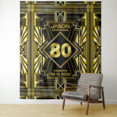 80e verjaardag Art Deco Gold Black Grote Gatsby Wandkleed (In situ)