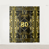 80e verjaardag Art Deco Gold Black Grote Gatsby Wandkleed (Voorkant)