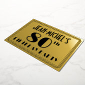 80e verjaardag — Art Deco look "80" + Naam Folie Uitnodiging (Gedraaid)