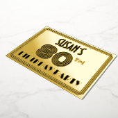 80e verjaardag — Art Deco Style "80" en naam Folie Uitnodiging (Gedraaid)