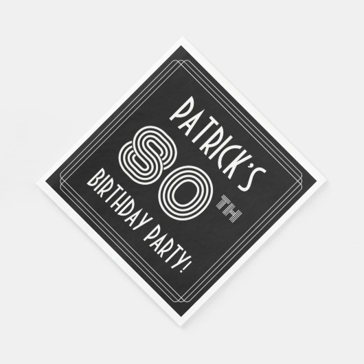 80e verjaardag: Art Deco Style + aangepaste naam Servet (Hoek)