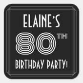 80e verjaardag: Art Deco Style en aangepaste naam Vierkante Sticker (Voorkant)