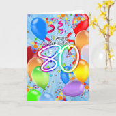 80e verjaardag - Ballon Birthday Kaart - Happy Bir (Gele Bloem)