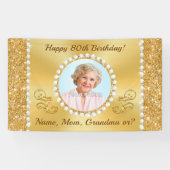 80e verjaardag banner gepersonaliseerd, foto en na (Horizontaal)
