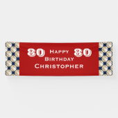 80e verjaardag Baseball, naam: Red Blue White Spandoek (Horizontaal)