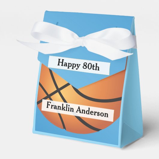 80e verjaardag 🏀 Basketbal Afbeelding Monogram Bedankdoosjes (Voorkant Zijde)