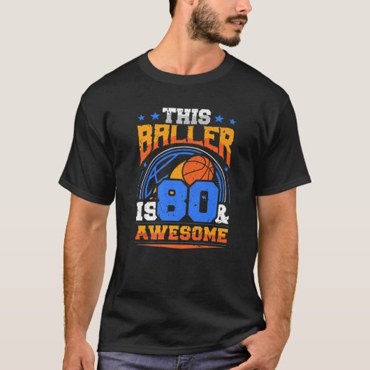 80e verjaardag Basketball Player Turning 80e jaar T-shirt (Voorkant)