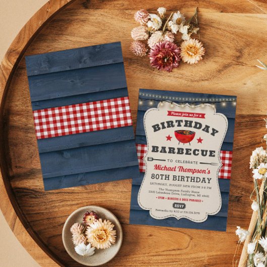 80e verjaardag BBQ Zomer Barbecue Party Uitnodigin Kaart