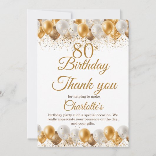 80e verjaardag bedankkaart (Voorkant)