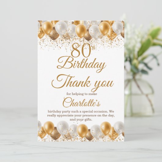 80e verjaardag bedankkaart (Staand voorkant)