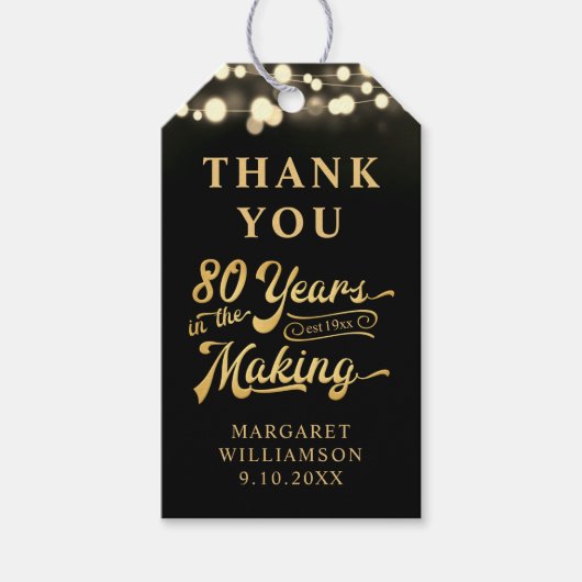 80e verjaardag Bedankt 80 jaar in de maak Cadeaulabel (Voorkant)