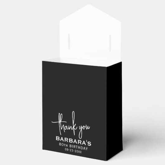 80e verjaardag Bedankt Roos Gold Glitter Script Bedankdoosjes (Geopend)