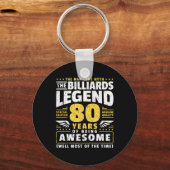 80e verjaardag Biljart Speler 80 jaar oud Billia Sleutelhanger (Voorkant)