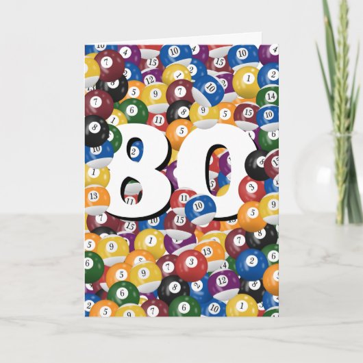 80e verjaardag biljartballen kaart (Voorkant)