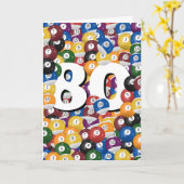 80e verjaardag biljartballen kaart (Gele Bloem)