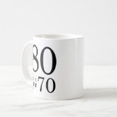 80e verjaardag Black 80 is de nieuwe 70 Koffiemok (Voorkant links)