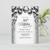 80e verjaardag Black and White Balloons Party Kaart (Staand voorkant)
