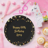80e verjaardag Black Gold Stars Naam Papieren Bordje (Feest)