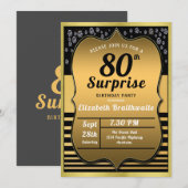 80e verjaardag Black Gold Surprise Party Kaart (Voorkant / Achterkant)