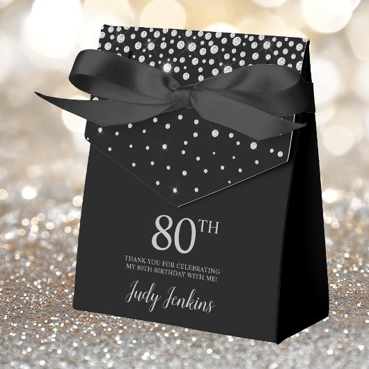 80e verjaardag Black Sparkly Bedankt Bedankdoosjes